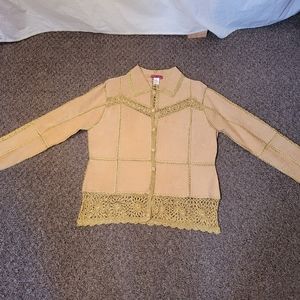 IDI By Mathew Gold Crochet & Leather Jacket